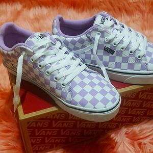 Vans purple and white checkered
